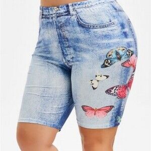 Light Blue Butterfly Shorts L